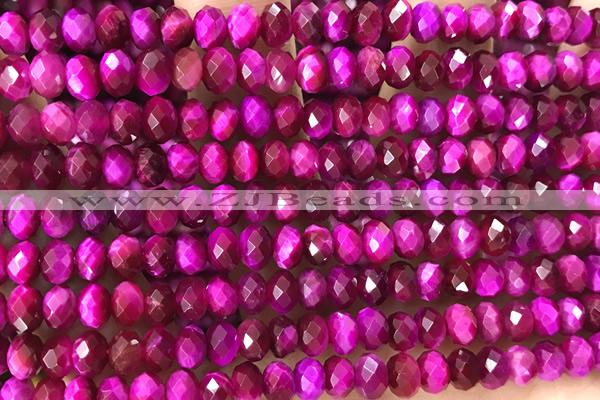 TIGE14 15 inches 4*6mm faceted rondelle red tiger eye beads
