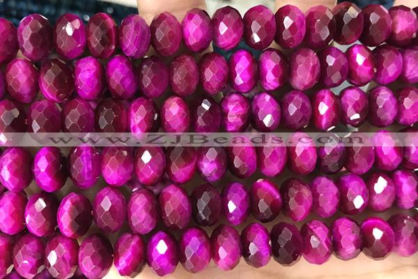 TIGE16 15 inches 6*10mm faceted rondelle red tiger eye beads
