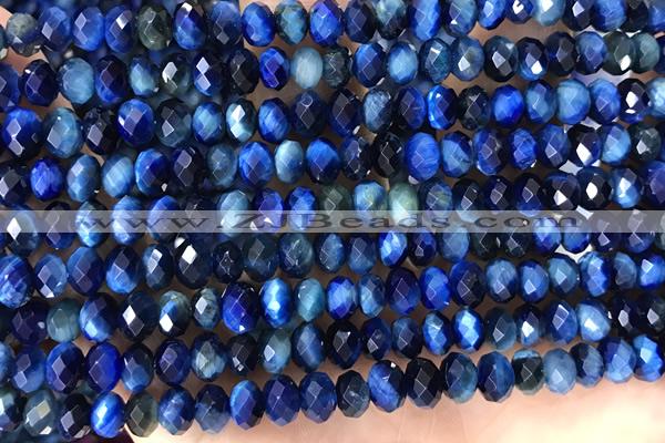TIGE18 15 inches 4*6mm faceted rondelle blue tiger eye beads