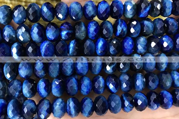 TIGE20 15 inches 6*10mm faceted rondelle blue tiger eye beads