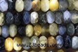 TIGE21 15 inches 2*4mm faceted rondelle golden & blue tiger eye beads