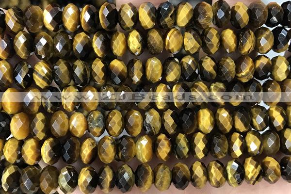 TIGE25 15 inches 5*8mm faceted rondelle yellow  tiger eye beads