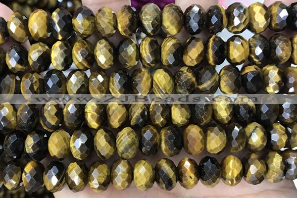 TIGE26 15 inches 6*10mm faceted rondelle yellow  tiger eye beads