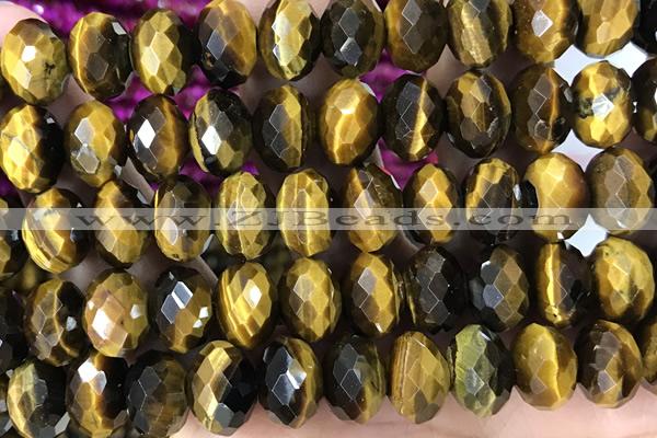 TIGE27 15 inches 8*12mm faceted rondelle yellow  tiger eye beads