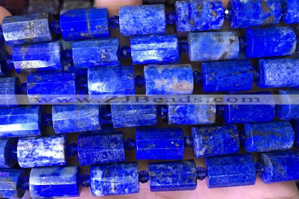 TUBE101 15 inches 10*14mm faceted tube lapis lazuli gemstone beads