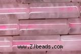 TUBE13 15 inches 4*13mm tube rose quartz gemstone beads