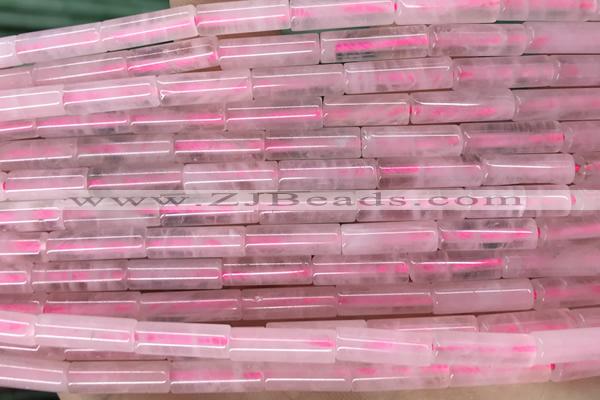 TUBE13 15 inches 4*13mm tube rose quartz gemstone beads