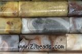 TUBE19 15 inches 4*13mm tube yellow crazy lace agate gemstone beads