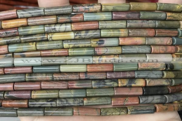 TUBE33 15 inches 4*13mm tube picasso jasper gemstone beads