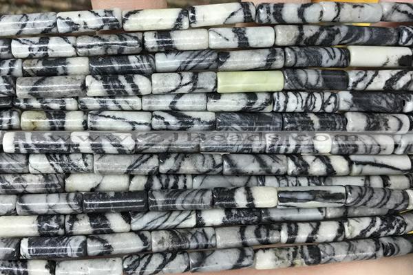 TUBE36 15 inches 4*13mm tube black water jasper gemstone beads