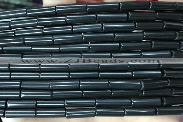 TUBE41 15 inches 4*13mm tube black stone gemstone beads