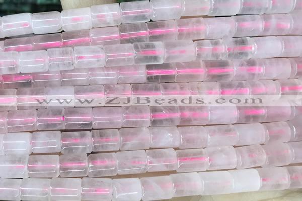 TUBE46 15 inches 6*8mm tube rose quartz gemstone beads