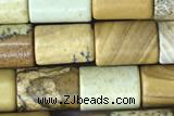 TUBE52 15 inches 6*8mm tube picture jasper gemstone beads