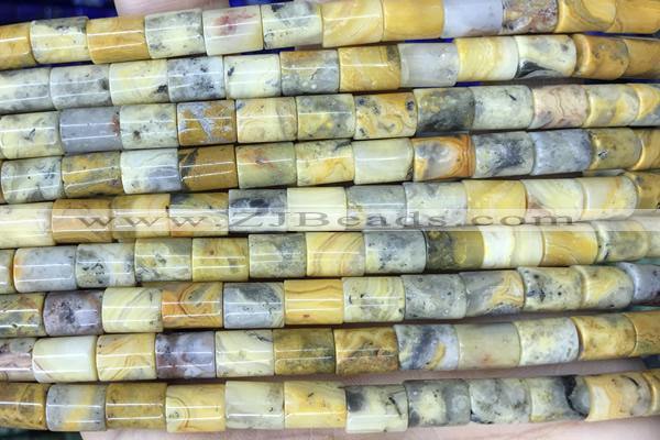 TUBE55 15 inches 6*8mm tube yellow crazy lace agate gemstone beads
