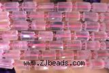 TUBE73 15 inches 8*12mm faceted tube rose quartz gemstone beads