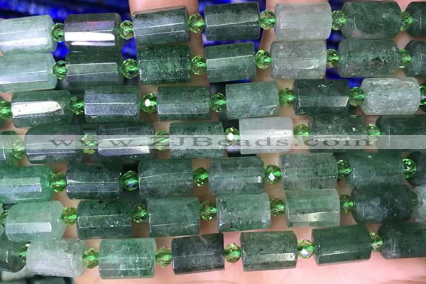TUBE75 15 inches 8*12mm faceted tube strawberry quartz beads