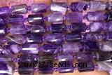 TUBE78 15 inches 8*12mm faceted tube amethyst gemstone beads