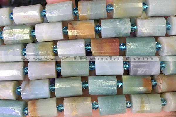 TUBE82 15 inches 10*14mm faceted tube amazonite gemstone beads