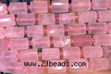 TUBE86 15 inches 10*14mm faceted tube rose quartz beads