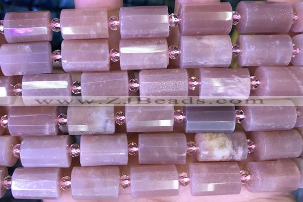 TUBE88 15 inches 10*14mm faceted tube moonstone gemstone beads