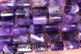 TUBE94 15 inches 10*14mm faceted tube amethyst gemstone beads