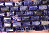 TUBE97 15 inches 10*14mm faceted tube sodalite gemstone beads