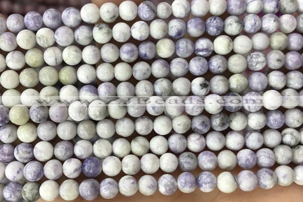 TURQ01 15 inches 4mm round purple howlite turquoise beads