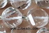 TWIS01 15 inches 9*10mm faceted twisted white crystal beads