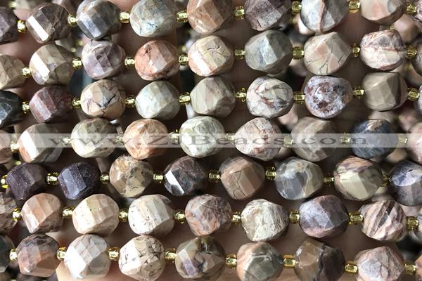 TWIS04 15 inches 9*10mm faceted twisted gemstone beads