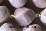 TWIS08 15 inches 9*10mm faceted twisted pink wooden jasper beads