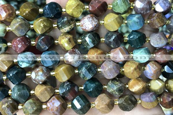 TWIS09 15 inches 9*10mm faceted twisted ocean agate beads