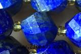TWIS12 15 inches 9*10mm faceted twisted lapis lazuli beads