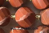 TWIS13 15 inches 9*10mm faceted twisted red jasper beads