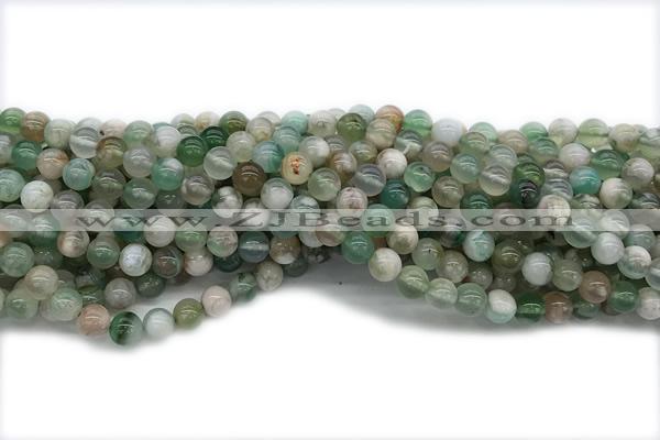 AGAT218 15 inches 6mm round green sakura agate gemstone beads