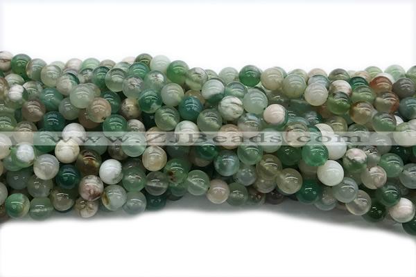 AGAT219 15 inches 8mm round green sakura agate gemstone beads