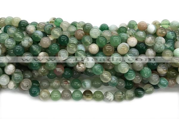 AGAT220 15 inches 10mm round green sakura agate gemstone beads