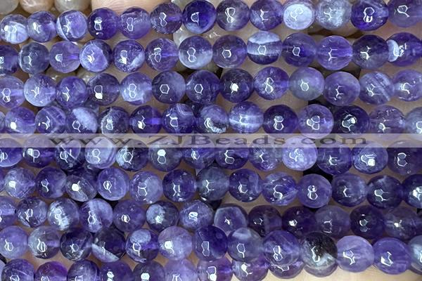 AMET16 15 inches 6mm faceted round natural amethyst beads