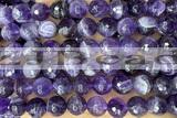 AMET18 15 inches 10mm faceted round natural amethyst beads
