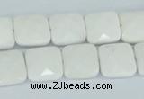 CAA04 15.5 inches 10*10mm faceted square white agate gemstone beads