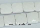 CAA05 15.5 inches 14*14mm faceted square white agate gemstone beads