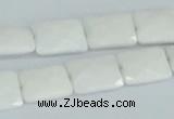 CAA07 15.5 inches 10*14mm faceted rectangle white agate gemstone beads