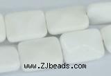 CAA08 15.5 inches 15*20mm faceted rectangle white agate gemstone beads