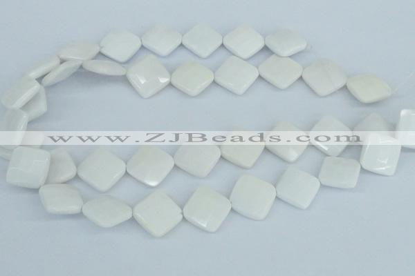 CAA10 15.5 inches 18*18mm faceted diamond white agate gemstone beads