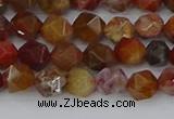 CAA1000 15.5 inches 6mm faceted nuggets red moss agate beads