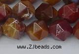 CAA1002 15.5 inches 10mm faceted nuggets red moss agate beads