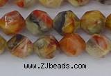 CAA1015 15.5 inches 8mm faceted nuggets red crazy lace agate beads