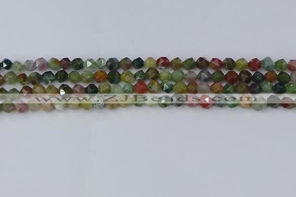 CAA1026 15.5 inches 6mm faceted nuggets Indian agate beads