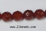 CAA119 15.5 inches 12mm faceted round red agate gemstone beads