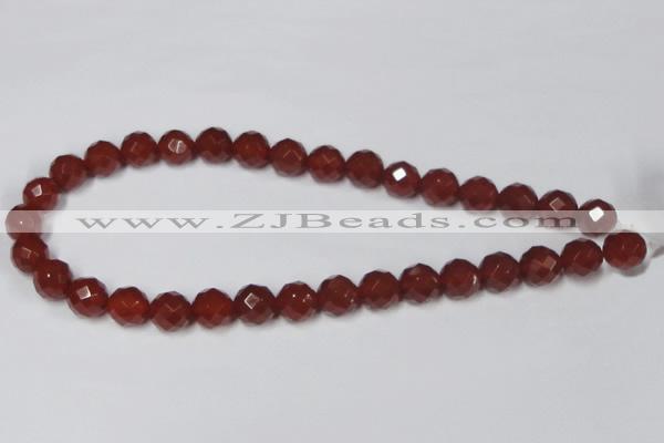 CAA119 15.5 inches 12mm faceted round red agate gemstone beads