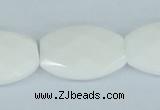 CAA12 15.5 inches 20*30mm faceted oval white agate gemstone beads